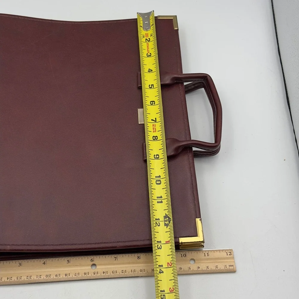 Hazel Briefcase Burgundy Faux Leather Document Binder Portfolio Vintage Business